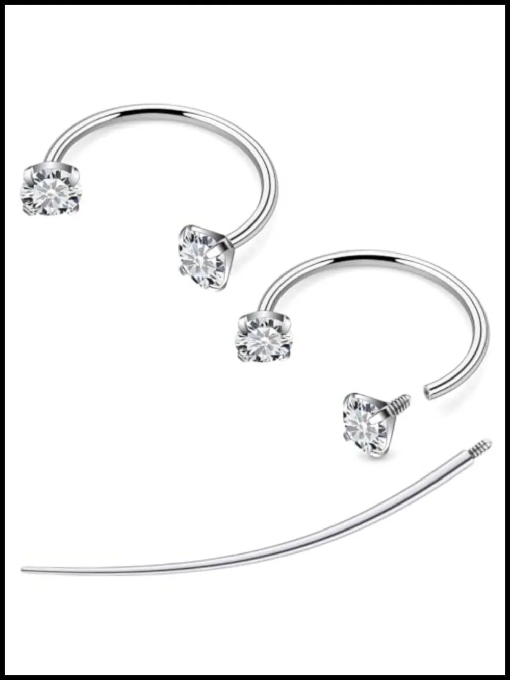 Titanium CZ Horseshoe Nose Ear Septum Lip Rings Piercing Jewelry